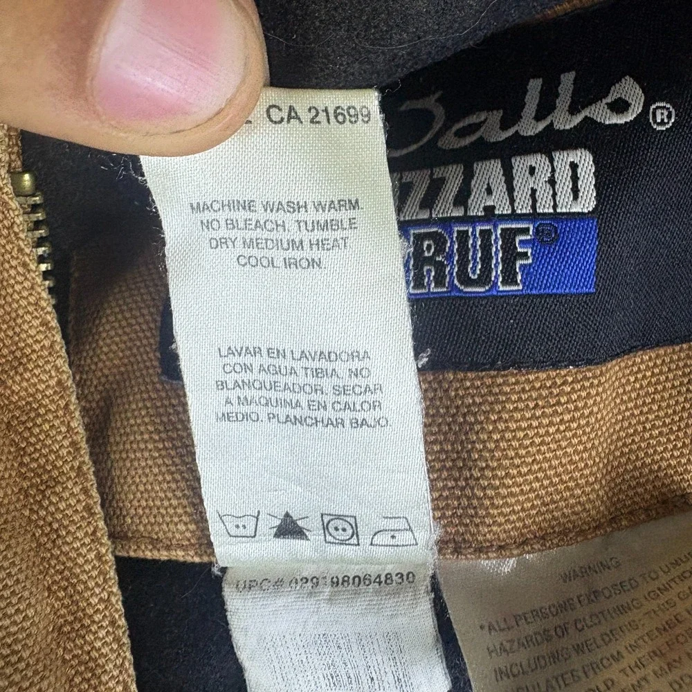 Walls Blizzard Pruf Duck Jacket Youth XL 16/18 Brown Cotton Hooded Full Zip